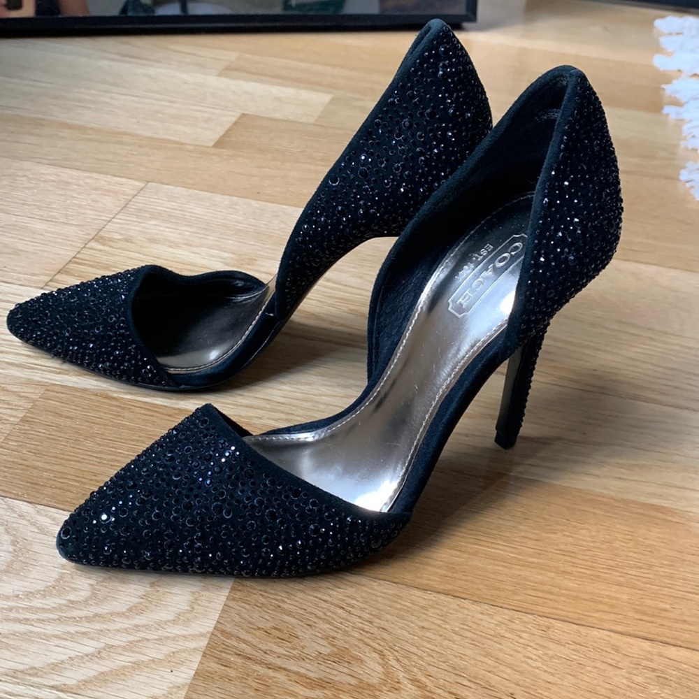 COACH black sequin pumps